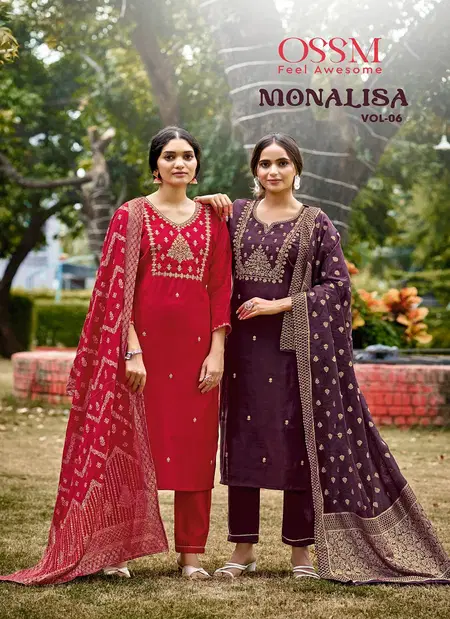 Monalisa Vol 6 By Ossm Viscose Roman Silk Kurti Set Exporters In India